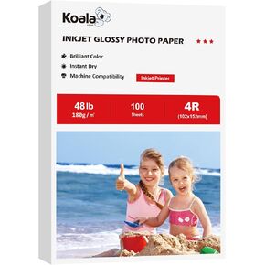 ورق الصور النافثة للحبر اللامع من Koala مقاس 8.5 × 11 بوصة بوزن 48 رطلًا و100 ورقة من ورق الصور الفوتوغرافية الاحترافي اللامع المتوافق مع الطابعة النافثة للحبر استخدم حبر الصبغ 180GSM in Kuwait