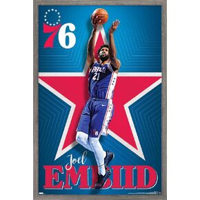 Trends International NBA Philadelphia 76ers - Joel Embiid 20 Wall Poster, 14.72" x 22.37", Barnwood Framed Version in Kuwait