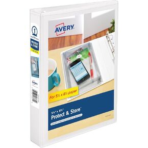 Avery Mini Protect and Store View 3 Ring Binder, 1 Inch Round Rings, 1 White Binder (23011) in Kuwait