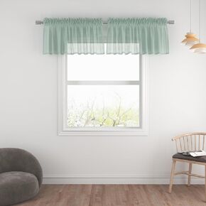 UPOPO Black Valance 15 inches Long Sheer Curtain Valance Living Room Bedroom Kitchen Voile Transparent Light Filtering Valance Curtain Small Short Door Window Treatment 2 Panels Rod Pocket in Kuwait