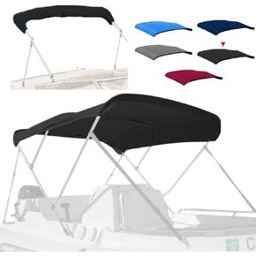 4 Bow Marine Grade Fade and Crack Resistant Bimini Top Replacement Cover, Heavy-Duty Waterproof and UV-proof Sun Shade Boat Canopy,Easy Install Zipper Sleeves Boat Awning/Without Frame,Black in Kuwait