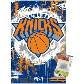 Trends International NBA New York Knicks - Maximalist Logo 23 Wall Poster, 14.72" x 22.37", Premium Poster & Push Pin Bundle in Kuwait