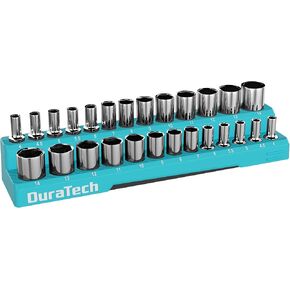 DURATECH Magnetic Socket Organizer Set, 1/2" Drive SAE & Metric Socket Holders, Tool Box & Cart, Holds 35 Sockets in Kuwait