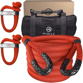 MiolleGear Kinetic Recovery Rope kit (3/4" x20', 6400lbs WLL) Heavy Duty Tow Rope - Includes 2 Soft Shackle for UTV, ATV, Truck, Car, Jeep, Tractor in Kuwait