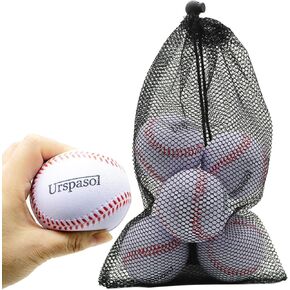 Urspasol Soft Baseballs Foam Baseballs 6 Pack with Mesh Bag for Youth Teenager Players Training Ball Indoor Outdoor Play White in Kuwait