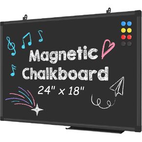 Lockways Magnetic Chalk Board 48" x 36" | Wall Mounted Chalk Black Bulletin Board with Pen Tray, Black Aluminum Message Presentation Memo Board for Office & School in Kuwait