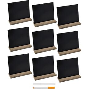 DSTELIN 5 X 6 Inch Mini Tabletop Chalkboard Signs with Vintage Style Wood Base Stands, Set of 9 in Kuwait