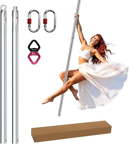 Flying Pole 2M Aerial Dancing Pole Equipment Flying Pole for Home Silver Portable Dance Pole Great for Bedroom, Pole Dance Studio & Pole Fitness in Kuwait