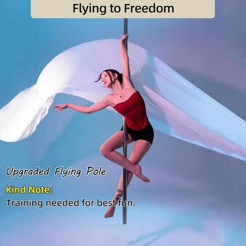 Flying Pole 2M Aerial Dancing Pole Equipment Flying Pole for Home Silver Portable Dance Pole Great for Bedroom, Pole Dance Studio & Pole Fitness in Kuwait