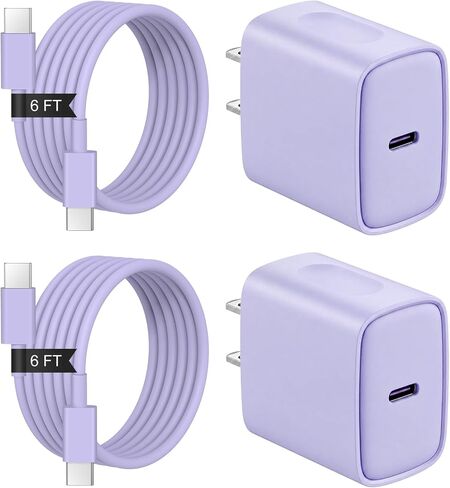 شاحن USB C سريع لأجهزة iPhone 15/15 Pro/15 Pro Max/15 Plus، iPad Pro، iPad Air 5th/4th، iPad الجيل العاشر، شاحن حائط iPad Mini 6,20W PD مع كابل شحن USB C إلى C بطول 6 أقدام in Kuwait