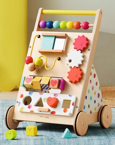 Tiny Land Wooden Baby Walker, Baby Push Walker, Montessori Walker Toy, Adjustable Speed Baby Walker for Boys and Girls, Baby Activity Center, Push Toys for Kids Development in Kuwait