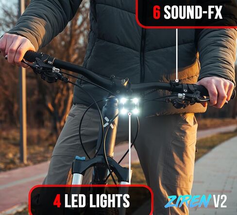 ZIREN 140dB بوق دراجة عالي الحركة وإضاءة LED بوق كهربائي عالي الصوت 120-140dB لأقصى تنبيه للسلامة مع مفتاح المقود USB قابل لإعادة الشحن in Kuwait