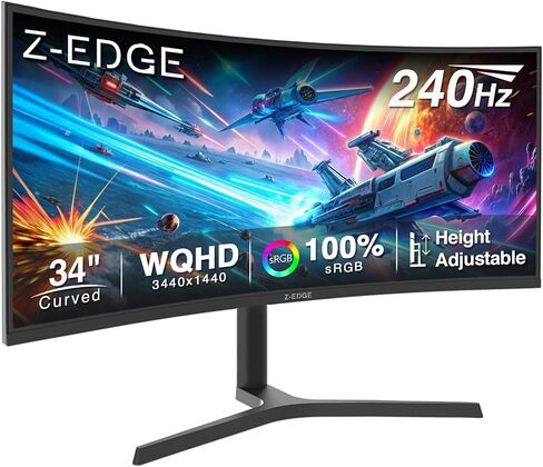 شاشة ألعاب Z-Edge منحنية مقاس 27 بوصة 16:9 1920x1080 240 هرتز 1 مللي ثانية شاشة ألعاب LED بدون إطار، UG27P AMD Freesync Premium Display Port HDMI مكبرات صوت مدمجة in Kuwait