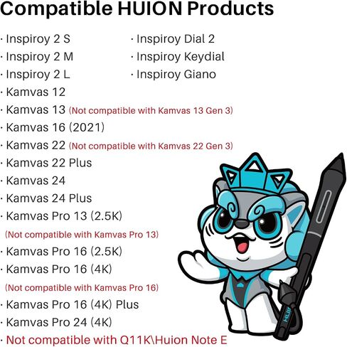 HUION Slim Pen PW550S 9.5mm Diameter for Huion Inspiroy 2/Giano/Keydial/Dial 2, K12/K13/K16(2021)/K22/K24 Series, Kamvas Pro 13 (2.5K)/ Pro 16 (2.5K), Kamvas Pro 16 (4K) Series, Kamvas Pro 24 (4K) in Kuwait