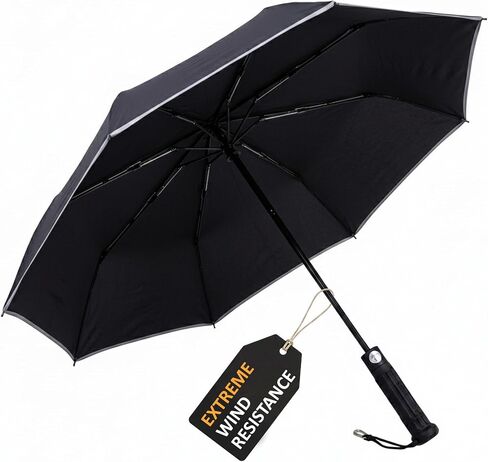 UZI Fiberglass Tactical Umbrella, Windproof, Carbide Tip, Self Survival, Large, Light, Strong, Portable, Travel, Wind Resistant Umbrella for Rain, Snow, Golf, for Men and Women, Christmas Gift in Kuwait