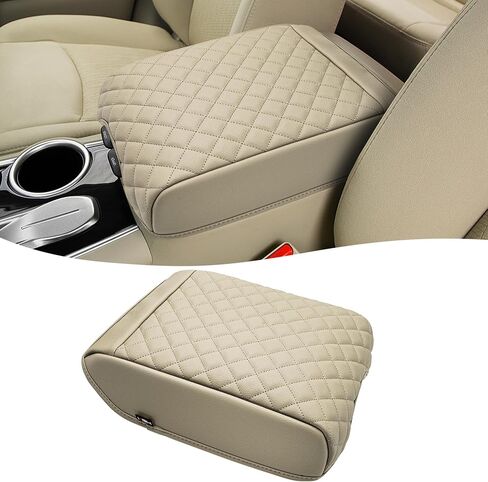 غطاء مسند ذراع وحدة التحكم المركزية لسيارة Nissan Pathfinder 2022 2023 2024، زخرفة جلدية من الفينيل، غطاء وسادة مسند ذراع السيارة، مضاد للخدش، أسود in Kuwait