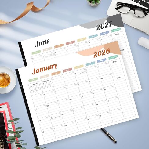 تقويم 2024، تقويم مكتب 2024 كبير 22x17,18 شهرًا تقويم سطح المكتب، من يناير 2024 إلى يونيو 2025 مع المهام والملاحظات، والعطلات وتاريخ جوليان للمنزل والمدرسة والمكتب in Kuwait