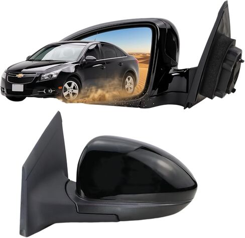 left Driver Side Mirror Fits 2011-2015 Chevy Cruze Sedan/Hatchback with Power Glass without Heated without Turn signal Match Black Replace GM1320420 (3 Pins) in Kuwait