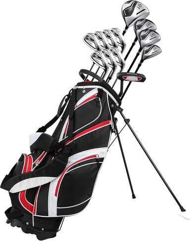 Precise S7 Tall Men’s (6'1" to 6'4") Right Handed Complete Golf Club Set, Include 460cc Driver, 3 Wood, 5 Wood, 24* Hybrid, 5-9 PW Irons, Sand Wedge, Putter, Deluxe Stand Bag & 4 Headcovers, Black/Red in Kuwait