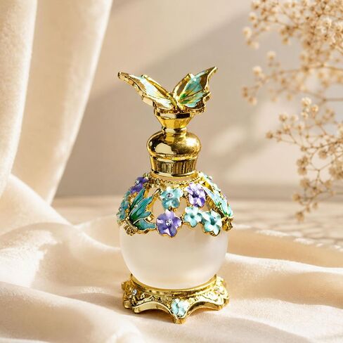 YU FENG قطعتان من زجاجات العطور الكريستالية العتيقة آرت ديكو زجاجات تزيين فارغة قابلة لإعادة الملء، زجاجات زجاجية للعطور، ديكور الحمام المنزلي، هدية سيدة، 3 مل in Kuwait