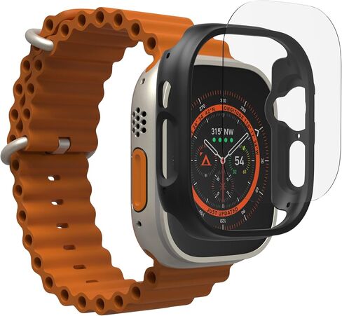 ZAGG InvisibleShield Glass Fusion 360 for Apple Watch Ultra 3/ 2/ 1, Watch Size: 49mm Face, Integrated Bumper and Flexible Hybrid Screen Protector for 360-degree protection – Smudge Resistant - Clear Bumper in Kuwait