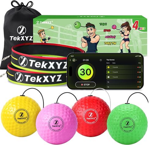TEKXYZ Boxing Reflex Ball Family Pack, 4 Different Boxing Ball with Headband, Perfect for Reaction, Agility, Punching Speed, Fight Skill and Hand Eye Coordination Training in Kuwait