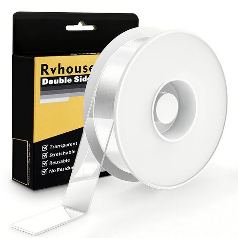 Double Sided Tape 1.18" x 200" 2 Pack Large Roll Clear Mounting Tape Nano Removable Tough Sticky Adhesive for Carpet Picture Poster Office Home RV Decoration in Kuwait