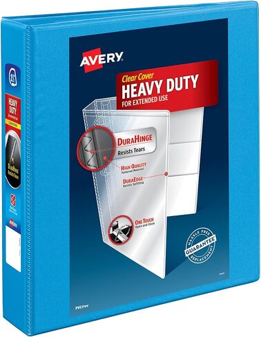 حافظة Avery شديدة التحمل مكونة من 3 حلقات، حلقات مائلة بلمسة واحدة، تحمل ورق مقاس 8.5 بوصة × 11 بوصة، 1 حافظة زرقاء فاتحة (05301) in Kuwait