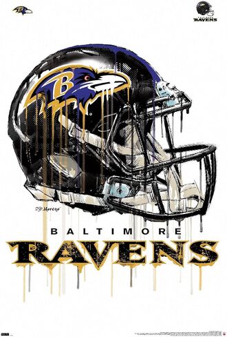 Trends International NFL Baltimore Ravens - ملصق حائط 20 خوذة بالتنقيط، 22.375 بوصة × 34 بوصة، إصدار ممتاز غير مؤطر in Kuwait