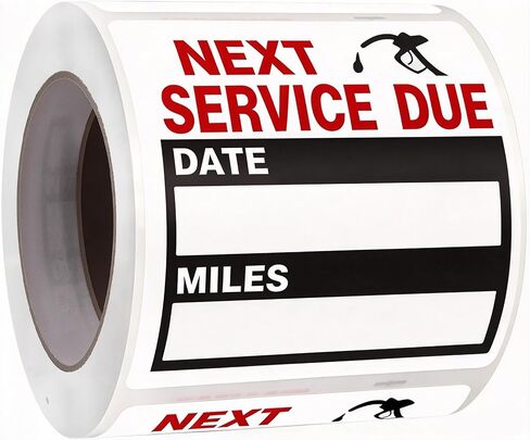 Oil Change Auto Maintenance Service Due Reminder Stickers Labels 100pcs/Roll Stickers，Easy-Peel with No Residue, Easy to Write On，2x2 Inch, Black in Kuwait