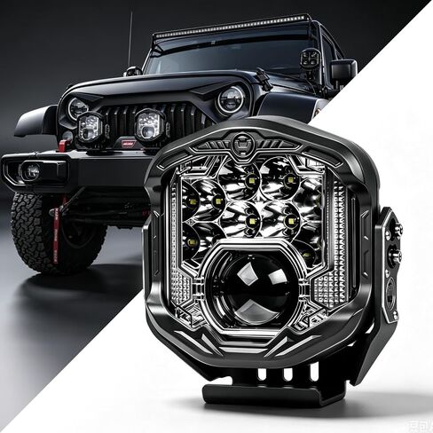 7 Inch Laser Offroad Light 1 pcs Side Shooter 95W LED Amber DRL Spot Flood Combo Beam Driving Lights 10800LM Fog Light Waterproof Pod Light for Wrangler Pickup Truck 4x4 UTV ATV in Kuwait