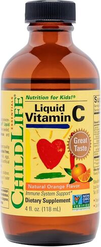 CHILDLIFE ESSENTIALS Liquid Vitamin C - Immune Support, Vitamin C Liquid, All-Natural, Gluten-Free, Allergen Free, Non-GMO, High in Antioxidants - Orange Flavor, 4 Ounce Bottle in Kuwait