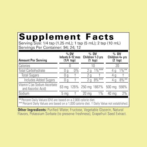 CHILDLIFE ESSENTIALS Liquid Vitamin C - Immune Support, Vitamin C Liquid, All-Natural, Gluten-Free, Allergen Free, Non-GMO, High in Antioxidants - Orange Flavor, 4 Ounce Bottle in Kuwait