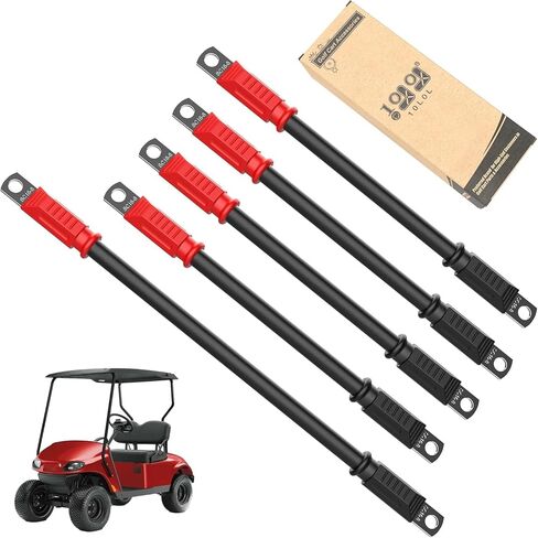 كابلات بطارية عربة الجولف 4 قياسات لـ 36 فولت و48 فولت EZGO TXT 1994-UP، سلك تيار متردد/تيار متردد، مجموعة أسلاك نحاسية نقية لبطارية عربة الجولف مع عروات أسلاك شديدة التحمل - أسود وأخضر in Kuwait