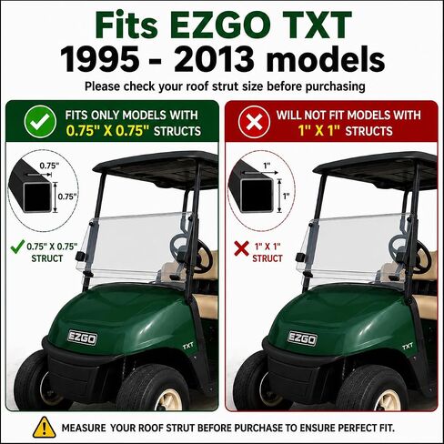 Ezgo Golf Cart Windshield Ezgo TXT استبدال الزجاج الأمامي لعام 1995 إلى 2013 Ezgo TXT ونماذج Medalist مع حماية ملونة قابلة للطي من الأشعة فوق البنفسجية ودرع أكريليك مقاوم للصدمات in Kuwait