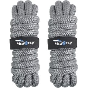 NEWSEED Dock Lines 2 حزمة 3/8 "× 25" حبل قارب نايلون مضفر مزدوج رمادي | مع ثقوب 12 بوصة، خطوط رسو ممتازة من الدرجة البحرية لرسو السفن in Kuwait