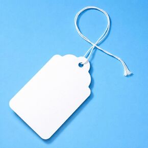 White Merchandise Tags #8 – 500 Tags with String, 2 3/4" x 1 11/16" – Paper Strung Marking Tags with 6" String Attached for Pricing and Labeling in Kuwait