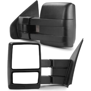 Towing Mirrors Left & Right Pair For 2007-2014 F-150, POWER HEATED,W/AMBER SIGNAL,W/PUDDLE LIGHT, Covex Lens, BLACK Mirror Driver Passenger LH RH Replacement in Kuwait