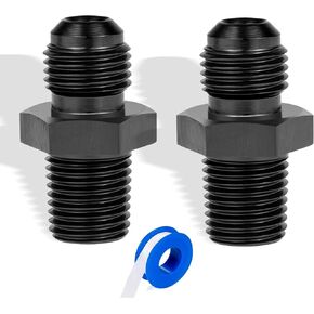 6AN Male Flare to 1/4" NPT Pipe Fitting Adapter Aluminum Straight Black 2PCS in Kuwait