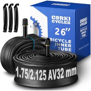Corki Cycles 26 Inch Bike Tube 26 x 1.75 1.85 1.95 2.0 2.1 2.125 2.2 2.25 2.3 2.35 2.4 4.0 Schrader Valve 32mm / Presta Valve 48mm 2 Pack Bike Inner Tube, Butyl Rubber Bicycle Tube Replacement in Kuwait