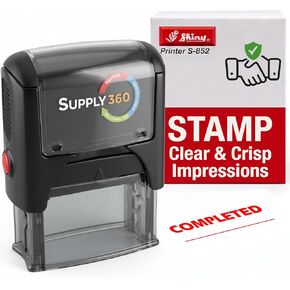 Imprint 360 AS-IMP1037 - Completed w/Signature Line, Heavy Duty Commerical Quality Self-Inking Rubber Stamp, Red Ink, 9/16" x 1-1/2" Impression Size, Laser Engraved for Clean, Precise Imprints in Kuwait