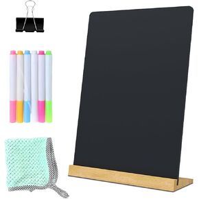 NEWNEWSHOW 8.7x12 Inch Tabletop Chalkboard with Wood Holder, Store Signs Chalkboard Menu Chalkboard Stand, Message Board, Bar and Special Event Decorations, Double-Sided Painting in Kuwait