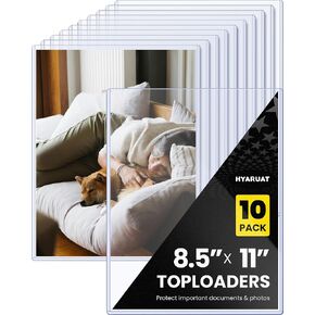 8.5 x 11 Rigid Clear Toploaders - Durable PVC Document Protectors, Plastic Sleeves for Photos, Prints, and Menu Covers, 10 Pack in Kuwait