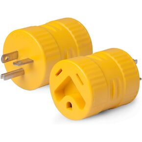 ParkPower من Marinco 1RPC50RV 50 أمبير 125/250 فولت قفل مع طوق إغلاق قابس ذكر إلى 50 أمبير 125/250 فولت محول زاوية قائمة أنثى، أصفر in Kuwait