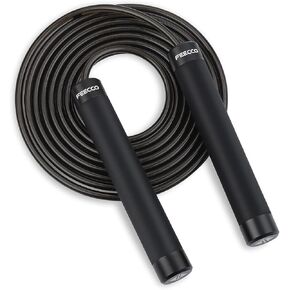 FEECCO 1/2 lb Weighted Jump Rope for Boxing, Cardio, Crossfit Workout, 8~11ft Range Adjustable Length Steel Ropes with Ball Bearings and Metal Handles, Suitable for Men and Women in Kuwait