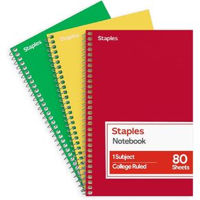 Staples 1 Subject Notebook, 7-3/4" x 5", 3/Pack in Kuwait