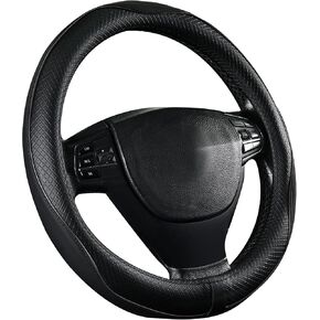 Microfiber Leather Steering Wheel Cover Anti-Slip Matte Finish Auto Car Wheel Cover Universal 15 Inch Wheel Cover for Car Embossing Pattern Black Line in Kuwait