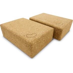 Bean Products Yoga Blocks, Standard & Large Sizes - Studio Grade, Non-Slip, Made from Eco Friendly Materials - 100% Natural Cork or Foam - Improves Stability & Alignment - Single Block or 2 Pack Sets in Kuwait