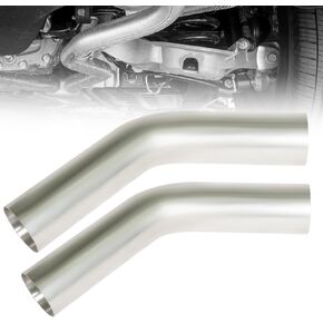 2 Pcs 2.5" OD 45 Degree Exhaust Pipe 45° Mandrel Bend Elbow Stainless Steel 2.5 inch Exhaust Elbow Pipe for Car Modified Exhaust System, Universal Fit, 5.9" Leg Length in Kuwait