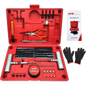 CTR Heavy Duty Tire Repair Kit - 68pcs All-in-One Universal Tire Plug Tools for Tubeless Tyre Flats for Cars, Truck, RV, SUV, ATV, Motorcycle, Tractor, Trailer - GE0001 in Kuwait